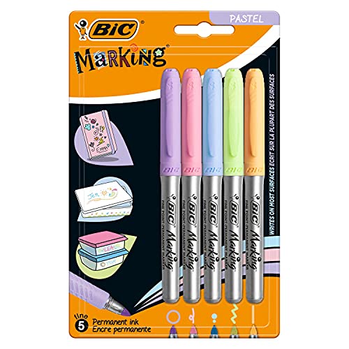 BIC Intensity Pastell Marker, in 5 verschiedenen Pastellfarben, mit mittlerer Rundspitze, schnelltrocknend und geruchsarm von BIC Intensity