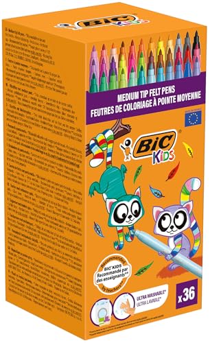 BIC Kids Kid Couleur Filzstifte, 36 Farben, Wasserlöslich, Mittlere Spitze, Ab 5 Jahren BIC Kids Kid Couleur Filzstifte, 36 Farben, Wasserlöslich, Mittlere Spitze, Ab 5 Jahren von BIC