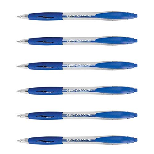 BIC Kugelschreiber, einziehbar, Atlantis Classic, mittlere Spitze, 1 mm, Blau, 6 Stück von BIC