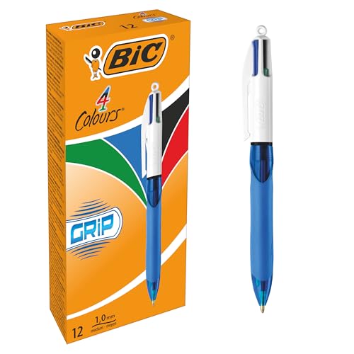 BIC 4 Farben Kugelschreiber Set 4 Colours Grip, mit gummierter Griff-Fläche, 12er Pack, Ideal für das Büro, das Home Office oder die Schule BIC 4 Farben Kugelschreiber Set 4 Colours Grip, mit gummierter Griff-Fläche, 12er Pack, Ideal für das Büro, das Home Office oder die Schule von BIC