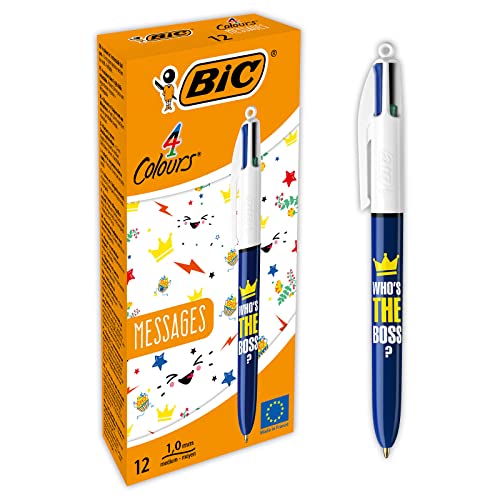 BIC Kugelschreiber, mittlere Spitze (1,0 mm), Motiv "Who's The Boss", 4 Farben, 12 Stück BIC Kugelschreiber, mittlere Spitze (1,0 mm), Motiv "Who's The Boss", 4 Farben, 12 Stück von BIC