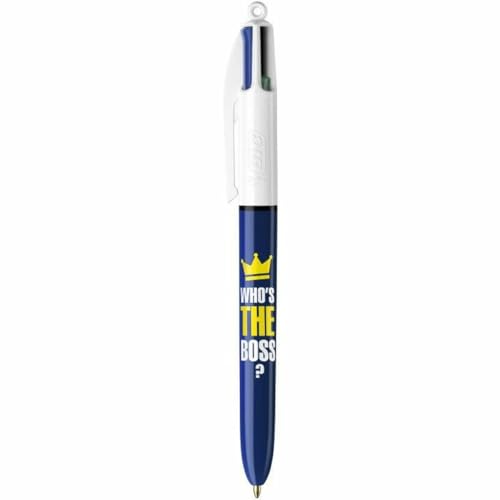 BIC Kugelschreiber, mittlere Spitze (1,0 mm), Motiv "Who's The Boss", 4 Farben, 12 Stück von BIC