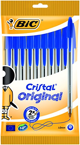 BIC Kugelschreiber Set Cristal Original, in Blau, Strichstärke 1 mm, 10er Pack, Ideal für das Büro, das Home Office oder die Schule von BIC