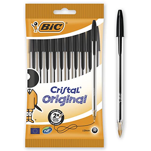 BIC Kugelschreiber Cristal Medium, Kulis in Schwarz, Strichstärke 0,4 mm, Dokumentenechte Tinte, 2x 10 Stück von BIC