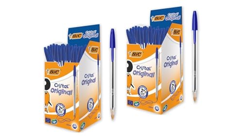 BIC Kugelschreiber Cristal Original – Blau – Strichstärke 0,4 mm – 2 x 50er Pack – Perfekt für Büro, Schule & Home Office BIC Kugelschreiber Cristal Original – Blau – Strichstärke 0,4 mm – 2 x 50er Pack – Perfekt für Büro, Schule & Home Office von BIC