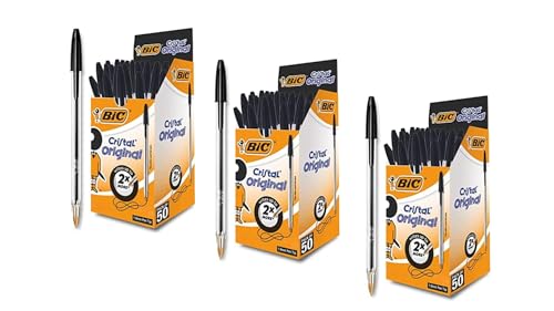 BIC Kugelschreiber Cristal Original – Schwarz – 0,4mm Strichstärke – 3 x 50er Pack – Ideal für Büro, Home Office & Schule BIC Kugelschreiber Cristal Original – Schwarz – 0,4mm Strichstärke – 3 x 50er Pack – Ideal für Büro, Home Office & Schule von BIC
