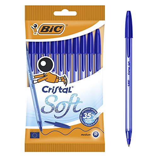 BIC Kugelschreiber Cristal Soft, weiche Kullis in Blau, Strichstärke 0,45 mm, 10er Pack, Ideal für das Büro, das Home Office oder die Schule BIC Kugelschreiber Cristal Soft, weiche Kullis in Blau, Strichstärke 0,45 mm, 10er Pack, Ideal für das Büro, das Home Office oder die Schule von BIC