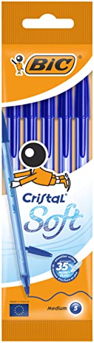 BIC Kugelschreiber Cristal Soft (0.35 mm) Beutel à 4 Stück, blau von BIC