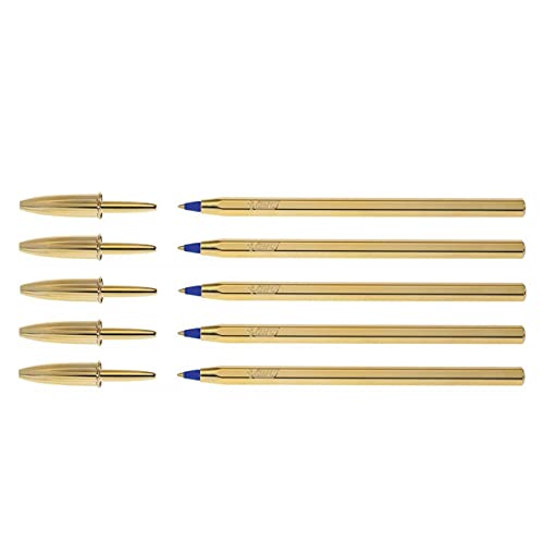 BIC Kugelschreiber Crystal Shine, mittlere Spitze, 1,6 mm, Blau, goldfarben, 5 Stück BIC Kugelschreiber Crystal Shine, mittlere Spitze, 1,6 mm, Blau, goldfarben, 5 Stück von BIC