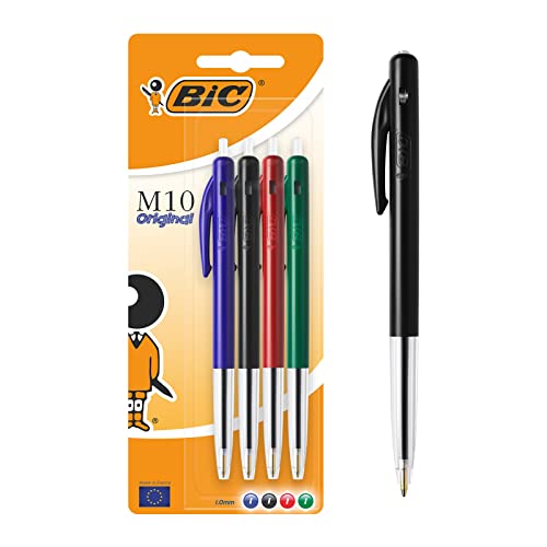 BIC Kugelschreiber M10 Original, in 4 Farben, Strichstärke: 0,32 mm, 4er Pack, ideal für das Büro, das Home Office oder die Schule von BIC