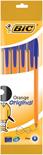 BIC Kugelschreiber Orange Original fine, 0.3 mm) Beutel à 4 Stück, blau von BIC
