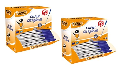 BIC Kugelschreiber Set Cristal Original – Blau – Strichstärke 0,4 mm – 2 x 100er Pack – Ideal für Büro, Schule & Home Office BIC Kugelschreiber Set Cristal Original – Blau – Strichstärke 0,4 mm – 2 x 100er Pack – Ideal für Büro, Schule & Home Office von BIC