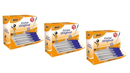 BIC Kugelschreiber Set Cristal Original – Blau – Strichstärke 0,4 mm – 3 x 100er Pack – Großpackung für Büro, Schule & Home Office BIC Kugelschreiber Set Cristal Original – Blau – Strichstärke 0,4 mm – 3 x 100er Pack – Großpackung für Büro, Schule & Home Office von BIC