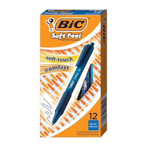 BIC 8373982-8373982 Kugelschreiber Blau Clip-on Retractable Ballpoint Pen 12 Stück(e) SoftFeel Clic Retractable Ballpoint Pen Blue PK12, Soft Feel von BIC