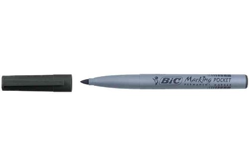 BIC Pocket 1445 Permanentmarker, Rundspitze, Schwarz, 6 Stück von BIC