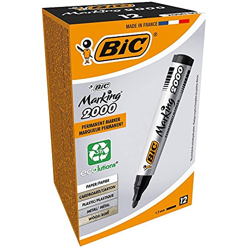 BIC Marking 2000 Permanent Marker, in Schwarz, Wasserfester Stift für Glas, Metall, Holz & Co, Strichstärke 1,7 mm, 12er Pack BIC Marking 2000 Permanent Marker, in Schwarz, Wasserfester Stift für Glas, Metall, Holz & Co, Strichstärke 1,7 mm, 12er Pack von BIC