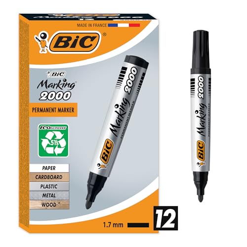 BIC Marking 2000 Permanent Marker, in Schwarz, Wasserfester Stift für Glas, Metall, Holz & Co, Strichstärke 1,7 mm, 12er Pack BIC Marking 2000 Permanent Marker, in Schwarz, Wasserfester Stift für Glas, Metall, Holz & Co, Strichstärke 1,7 mm, 12er Pack von BIC