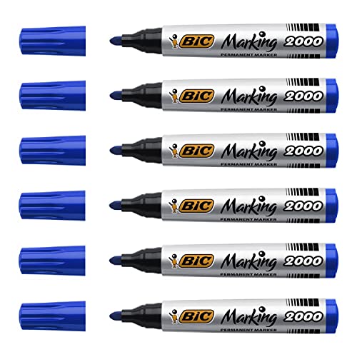 BIC Marking 2000 Permanentmarker mit ovaler Spitze, Blau, 6 Stück von BIC