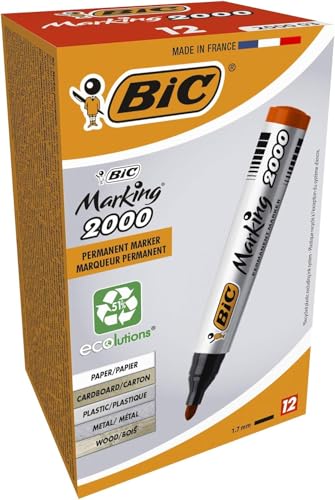 BIC Marking 2000 Permanent Marker, in Rot, 12er Pack, Wasserfester Stift auch für Karton, Plastik und Holz, mit Rundspitze, Strichstärke: 1,7 mm BIC Marking 2000 Permanent Marker, in Rot, 12er Pack, Wasserfester Stift auch für Karton, Plastik und Holz, mit Rundspitze, Strichstärke: 1,7 mm von BIC
