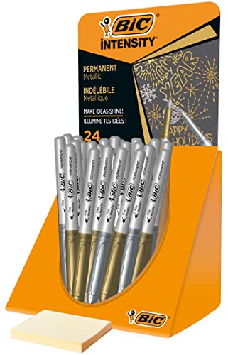 BIC Intensity Marker, 24er Pack in den Metallicfarben gold und silber, Strichstärke: 0.8 mm, mit gummierter Griffzone BIC Intensity Marker, 24er Pack in den Metallicfarben gold und silber, Strichstärke: 0.8 mm, mit gummierter Griffzone von BIC
