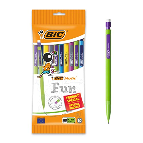 BIC,951478,Matic AA8Fun Minenhalter,0,7 mm, HB,mit Radiergummi, perfekt für Schule,leicht zu verwenden, 10 Stück von BIC