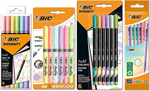 BIC Schreibwaren Set Pastell à 23: 6 Textmarker, 5 Fineliner, 6 Bleistifte, 6 Dual Tip Brush Pens, jeweils in verschiedenen Pastellfarben BIC Schreibwaren Set Pastell à 23: 6 Textmarker, 5 Fineliner, 6 Bleistifte, 6 Dual Tip Brush Pens, jeweils in verschiedenen Pastellfarben von BIC
