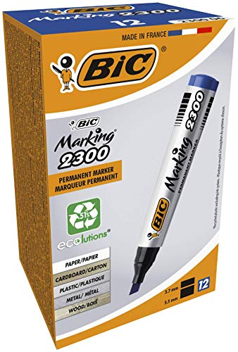 BIC Permanent Marker Marking 2300 ECOlutions. Keilspitze, 3,7 bis 5,5 mm, Schachtel à 12 Stück, blau BIC Permanent Marker Marking 2300 ECOlutions. Keilspitze, 3,7 bis 5,5 mm, Schachtel à 12 Stück, blau von BIC