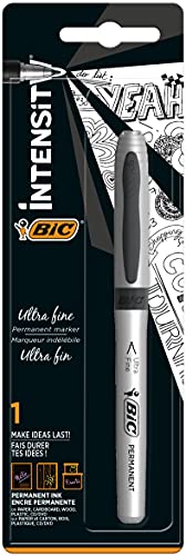 BIC Intensity Marker Ultra Fine, in schwarz, 1er Pack, Strichstärke: 0.6 mm, schnelltrocknend, mit gummierter Griffzone von BIC Intensity