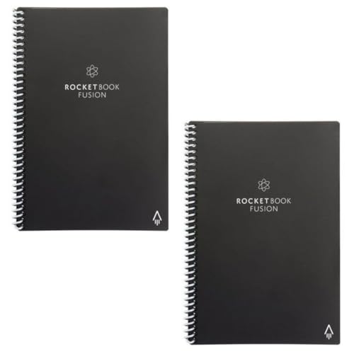 BIC Rocketbook Fusion Wiederverwendbares Notizbuch - Schwarz, Executive A5 - Doppelpack (2 Stück) von BIC