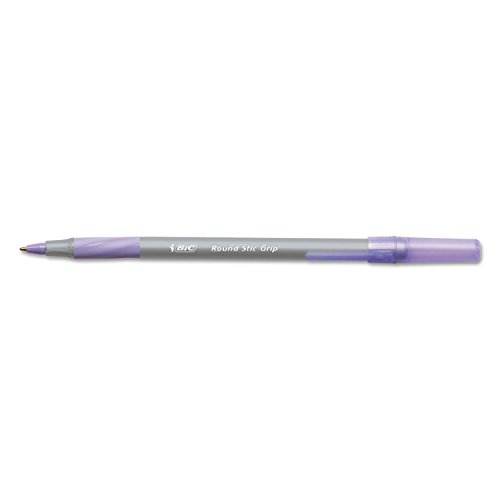 BIC Round Stic Grip Xtra Comfort Kugelschreiber, mittlere Spitze (1,2 mm), violette Tinte, 12 Stück, GSMG11PE von BIC