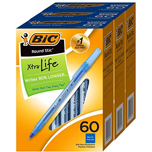 BIC Runde Stic Kugelschreiber, Blau, mittlere Spitze, 1,0 mm, Box mit 60 x 3 Stück, 180 Stifte BIC Runde Stic Kugelschreiber, Blau, mittlere Spitze, 1,0 mm, Box mit 60 x 3 Stück, 180 Stifte von BIC