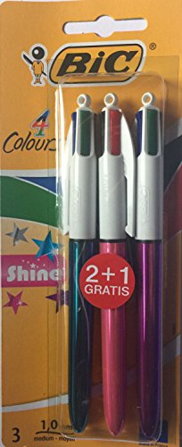 BIC Shine 4 in 1 Kugelschreiber, einziehbar, 3 Stück von bic