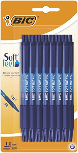 BIC Soft Feel Click Grip Kugelschreiber, 1,0 mm Druckspitze, Soft-Touch-Gummigriff, Blau, 15 Stück BIC Soft Feel Click Grip Kugelschreiber, 1,0 mm Druckspitze, Soft-Touch-Gummigriff, Blau, 15 Stück von BIC Soft Feel