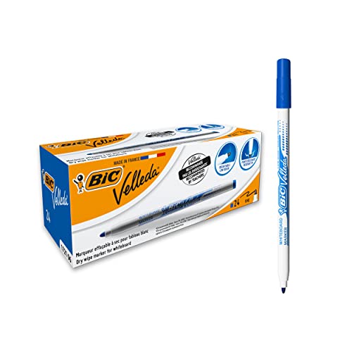 BIC Velleda 1721 Ketone Whiteboard-Marker (runde Spitze, 1,5 mm) Packung à 24 Stück Blau von BIC