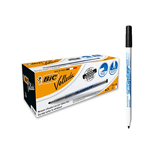 BIC Velleda 172109 Ketone Whiteboard-Marker (runde Spitze, 1,5 mm) Packung à 24 Stück schwarz von BIC