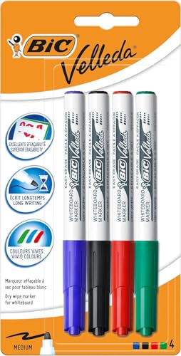 BIC Velleda 1741 Whiteboard Marker Effa & ccedil;ables & agrave; Trockene mittlere konische Spitze , Blister von 4 BIC Velleda 1741 Whiteboard Marker Effa & ccedil;ables & agrave; Trockene mittlere konische Spitze , Blister von 4 von BIC