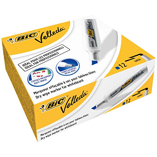 BIC Velleda 1781 Whiteboard-Marker (keilförmige Spitze, 3,5 - 5,5 mm) Packung à 12 Stück blau von BIC