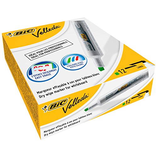 BIC Velleda 1791 Whiteboard-Marker (keilförmige Spitze, 3,5 - 5,5 mm) Packung à 12 Stück grün von BIC