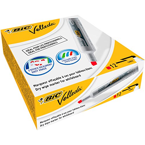 BIC Velleda 1791 Whiteboard-Marker (keilförmige Spitze, 3,5 - 5,5 mm) Packung à 12 Stück rot von BIC