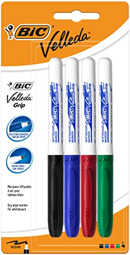 BIC Velleda Grip Whiteboard-Marker, farblich sortiert, 4 Stück von BIC