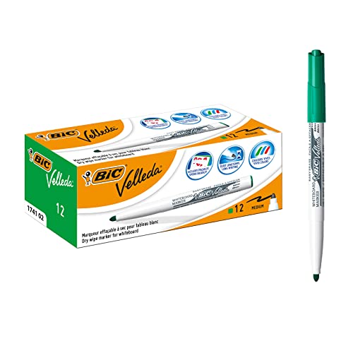BIC Velleda Whiteboard Marker, 12er Pack, in Grün, mit Rundspitze, Strichstärke: 1,4 mm, geruchsarm, in kompakter Größe BIC Velleda Whiteboard Marker, 12er Pack, in Grün, mit Rundspitze, Strichstärke: 1,4 mm, geruchsarm, in kompakter Größe von BIC