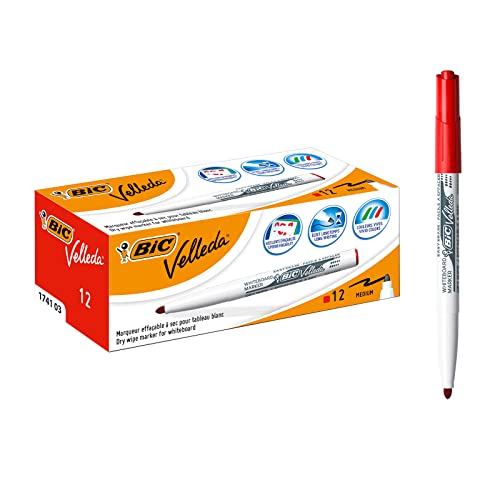 BIC Velleda Whiteboard Marker, 12er Pack, in Rot, mit Rundspitze, Strichstärke: 1,4 mm, geruchsarm, in kompakter Größe BIC Velleda Whiteboard Marker, 12er Pack, in Rot, mit Rundspitze, Strichstärke: 1,4 mm, geruchsarm, in kompakter Größe von BIC
