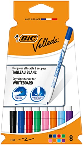 BIC Velleda Whiteboard Marker, in 8 verschiedenen Farben, mit Rundspitze, Strichstärke: 1,5 mm, speziell für Kinder entwickelt BIC Velleda Whiteboard Marker, in 8 verschiedenen Farben, mit Rundspitze, Strichstärke: 1,5 mm, speziell für Kinder entwickelt von BIC