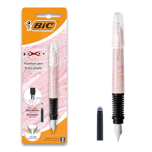 BIC Xpen Nachfüllbarer Füllfederhalter, blaue Tinte, rosa Dekor, 1 Blister + 1 kleine blaue Tintenpatrone BIC Xpen Nachfüllbarer Füllfederhalter, blaue Tinte, rosa Dekor, 1 Blister + 1 kleine blaue Tintenpatrone von BIC