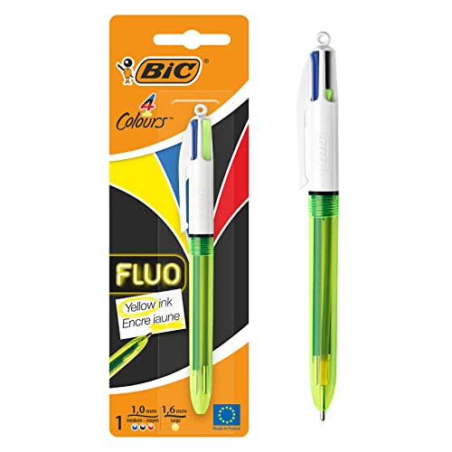 BIC 4 Farben Kugelschreiber 4 Colours Fluo, mit Highlight Funktion, 1er Pack, Ideal für das Büro, das Home Office oder die Schule von BIC