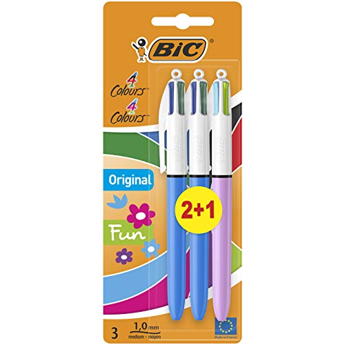 BiC Kugelschreiber vierfarbig Standard und Fashion, 3 Stück (1er Pack) von BIC