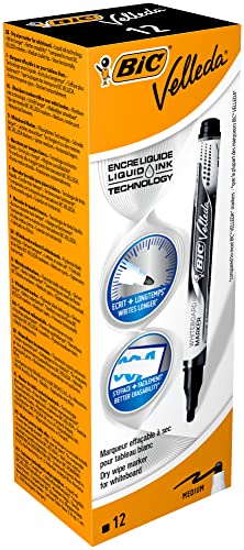 BiC Velleda Whiteboard-Marker, Liquid-Ink, trocken abwischbar, Schwarz, 12 Stück BiC Velleda Whiteboard-Marker, Liquid-Ink, trocken abwischbar, Schwarz, 12 Stück von BIC