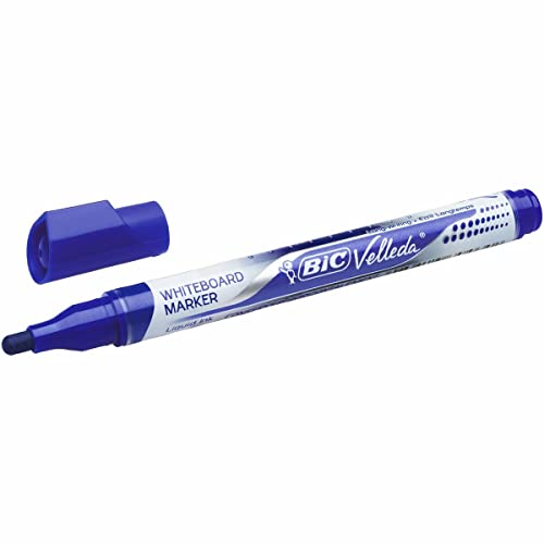 BiC Velleda Whiteboard-Marker, Liquid-Ink-Tank, trocken abwischbar, Blau, 12 Stück von BIC