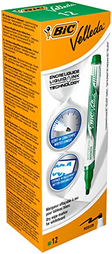 BiC Velleda Whiteboard-Marker, Liquid-Ink-Tank, trocken abwischbar, Grün, 12 Stück BiC Velleda Whiteboard-Marker, Liquid-Ink-Tank, trocken abwischbar, Grün, 12 Stück von BIC