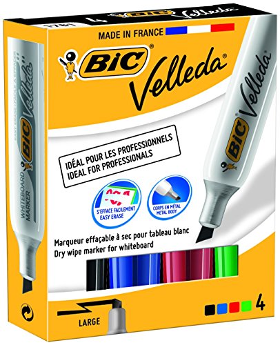 Bic 119900178 Whiteboard-Marker (Keilspitze, Strichbreite 3,5 - 5,5 mm) 4 Stück farblich sortiert von BIC